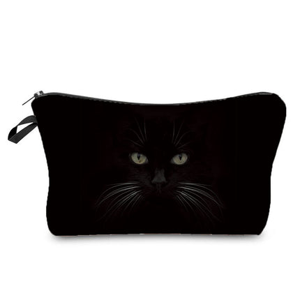 New Black Cat Print Travel Simple Toiletries Bag Women's Cosmetic Bag Travel Portable Zipper Storage Bag Printable