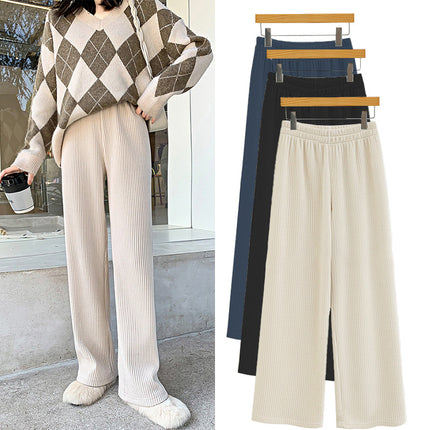 Chenille Thickened Floor Trousers Autumn and Winter High Waist Draped Corduroy Wide Leg Pants 100.00kg Knitted Pants Loose