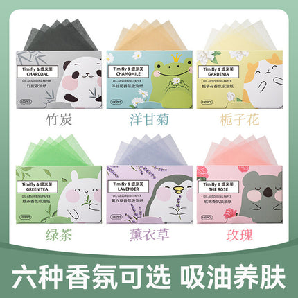 Timiv Facial Oil Absorbing Paper Facial Oil Absorbing Oil Control Oil Absorbing Paper 100 Fragrance Portable Extraction Boxed
