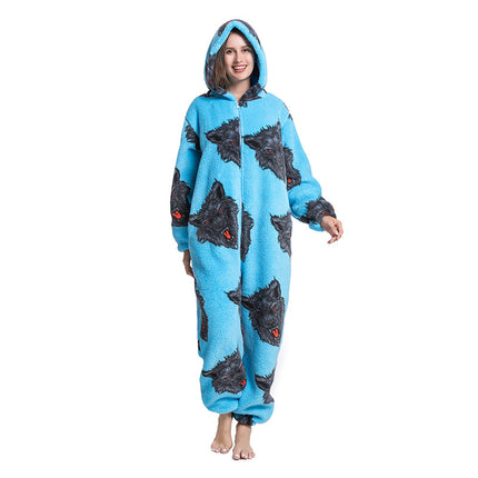 Mixed Wholesale Autumn and Winter Cotton Velvet Animal Cartoon Siamese Pajamas Thickened Men and Women Couple Home Clothes Tianma Adult