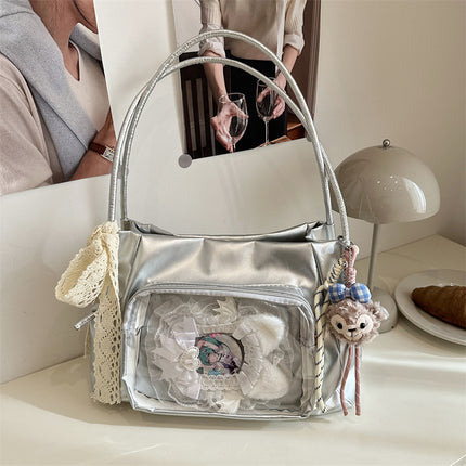 New Cartoon Transparent Pain Bag, Cute Large-Capacity Tote Bag, Fashionable Women's Shoulder Bag, Class Mouse School Bag