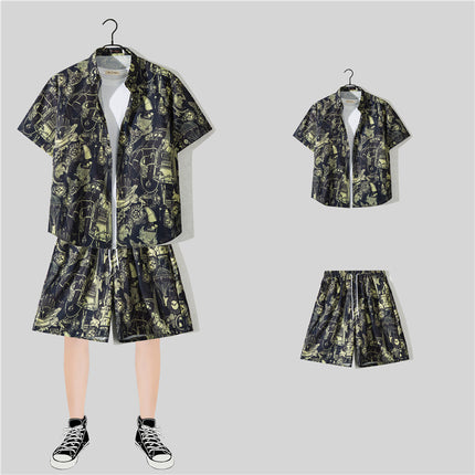 Short-sleeved Flower Shirt Hainan Island Clothing Beach Clothing Sanya Summer Weifeng Thailand Travel Men's Couple Summer Thin suit