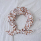 Khaki sketch Camellia / 100% cotton 58x58cm square scarf