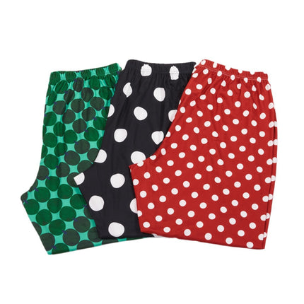 Cross-border Foreign Trade Special for plus size Pajama Pants Women's Thin Narrow-legged Pants Wave Dot Printed Pajama Pants 3 Pack