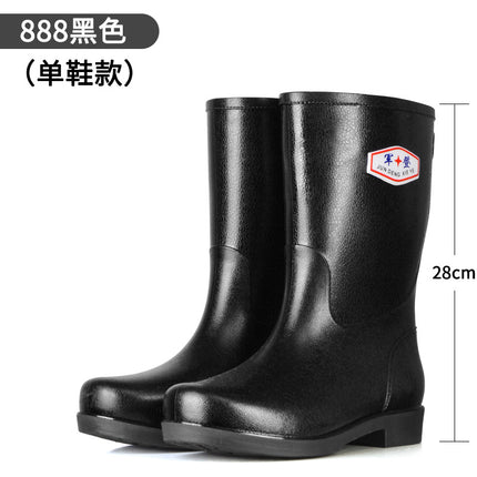Mid-Calf Fashionable Rain Boots for Adult Men, Outdoor Fishing, Non-Slip Water Shoes, Mid-Waist Thickeneded Wear-Resistant Waterproof Boots and Overshoes