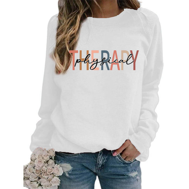 Foreign trade supply therapy printed round neck jacket sweater European size women's coat long sleeve cross-border autumn and winter