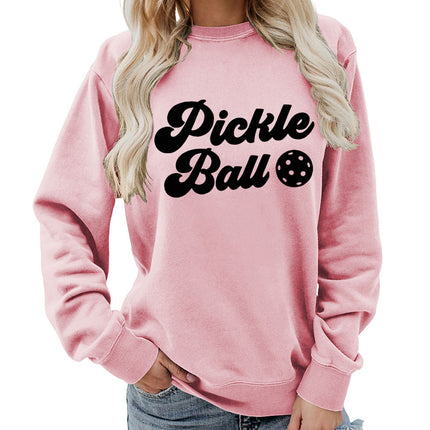 Pickle ball Printed Round Neck Women's Top Sweatshirt Foreign Trade Supply Autumn and Winter Coat Casual Loose European Size