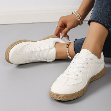 Women's White Sneakers for Foreign Trade, 2025 Autumn New Low-Top German Training Shoes, Versatile Casual Sports Shoes, Flat Lightweight Sneakers