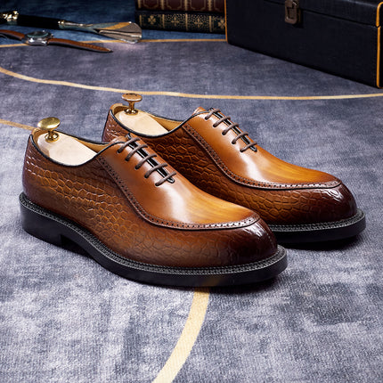 Elegant Men Dress Shoes High Quality Natural Full Leather Men Wedding Banquet Social Business Office Pointed Toe Oxfords Male