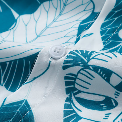 Men's Short-sleeved Shirt Men's Blue and White Turtle Bamboo Hawaiian Vacation Men's Shirt Summer 2025 New Cross-border