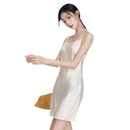 Pajamas Women's Summer Ice Silk Slip Skirt Sexy Nightgown High-end Sense Silk Beautiful Back plus size Base Skirt Home Clothes
