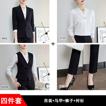 Formal wear women's suit workplace temperament work clothes front desk business wear goddess style gray suit skirt high-end formal