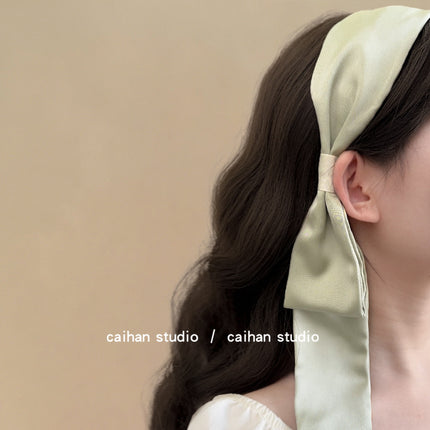 Roman Holiday ~ French Wide-brimmed Satin Ribbon Hair Hoop Women's High-grade Style Disc Hair Niche Design Super Fairy Hair Accessories for Summer