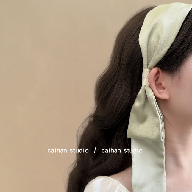 Roman Holiday ~ French Wide-brimmed Satin Ribbon Hair Hoop Women's High-grade Style Disc Hair Niche Design Super Fairy Hair Accessories for Summer