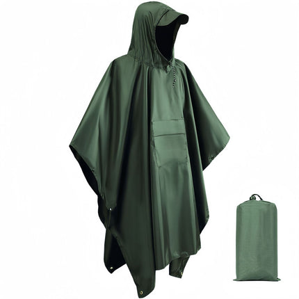 Camouflage Square Raincoat Outdoor Multifunctional Three-in-One Raincoat Mountaineering Camping Mat Canopy Poncho Adult Poncho