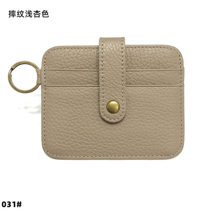 Vintage Oil Wax Leather Buckle Genuine Leather Card Holder Men's Multifunctional Cowhide Women's Coin Purse with Key Ring Driver's License Holder
