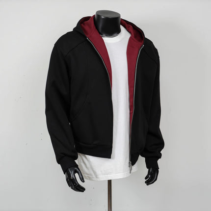 American Trendy Brand Heavy Design Cardigan Hooded Sweatshirt Men's Autum Loose and Versatile Contrasting Color Couple Jacket Jacket