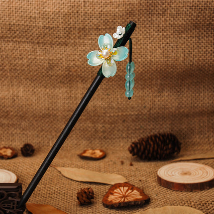 Antique Hairpin Tassel Step Wooden Hairpin Imitation Ebony Headwear Disc Hair Han Clothes Accessories Hair-pulled Ancient Clothes Hair Women