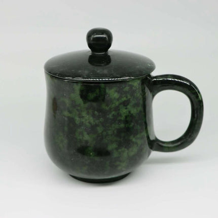 Natural Medicinal King Graphite Jade Tea Cup Qilian Jade Olive Green Dark Green Jade Meteorite with Magnetic Tea Set Wine Glass Wholesale