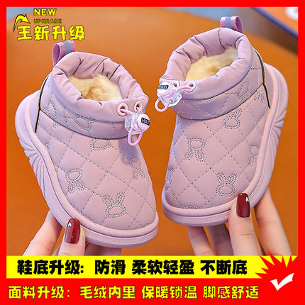 Winter Kidsren's Cotton Slippers Bag with Boys Indoor Non-Slip Waterproof Kidsren's Baby Cotton Shoes Girls Warm Snow Boots