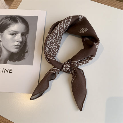 Autumn Maillard Wine Red Artistic Retro Small Square Decorative Scarf Cotton Linen Breathable Waist Flower Hair Belt