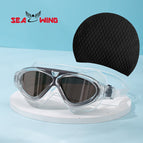 Electroplated black suit [swimming goggles + water drop swimming cap]
