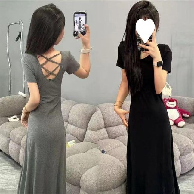 Tiktok Influencer Picks New Summer Style Waist Slimming Pleated Skirt with Hollow Back Design Fishtail Dress for Women