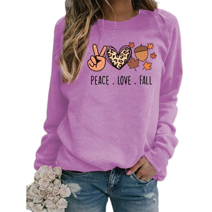 Autumn Scissors Hand Leopard Love Love Love Fall Printed Round Neck Sweatshirt Women's Autumn and Winter Coat