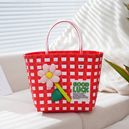 PVC Woven Oval Bag 12 Colors Plain or Applique / Sac Tressé PVC Ovale 12 Couleurs Uni ou Appliqué