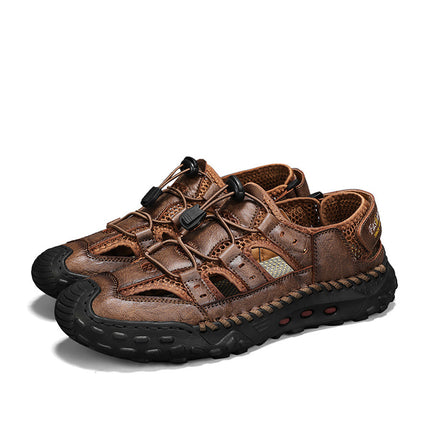Summer New Cross-Border Amazon Best-Selling Men's Shoes Outdoor Genuine Leather Hand-Sewn Breathable Outdoor Beach Sandals
