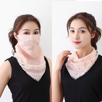 Summer sun protection mask scarf women's large mask neck protection breathable full cover face UV protection chiffon thin veil scarf