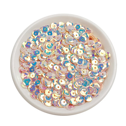 6MM round curved surface hole PVC sequins jewelry accessories concave and convex surface wholesale flat bottom hexagonal sewing clothing beads