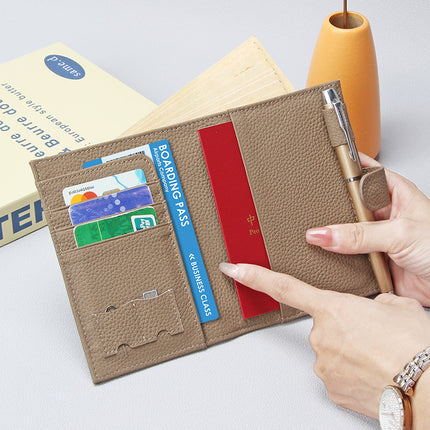 Foreign Trade Genuine Leather Passport Holder, Unisex, Ultra-Thin Rfid Multifunctional Full Leather Wallet, Ticket Holder, Passport Document Holder