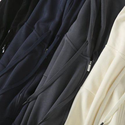 600g heavy super soft silver fox velvet hooded metal zipper sweater men's fleece-lined warm cardigan coat women's fashion brand