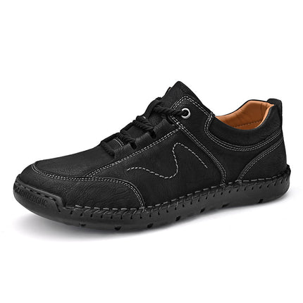 Cross-Border Hot-Selling Spring and Summer New Products Hand-Stitched Casual Men's Shoes Fashionable Soft Sole Versatile Breathable Leather Shoes