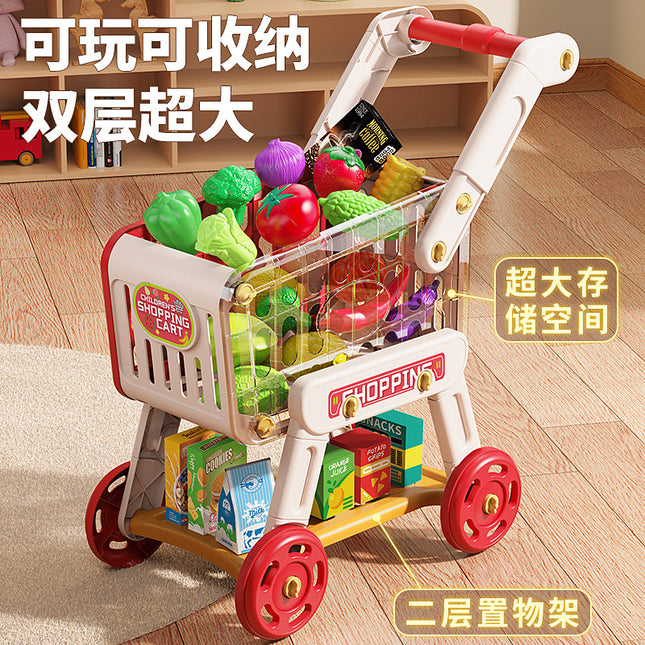 Cross-border Children's Play Home Simulation Shopping Cart Toy Baby Trolley Fruit Supermarket Boys and Girls