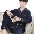 Double Bag 100% cotton long-sleeved trousers dark blue stamp / L size is recommended to wear 50.00 kg-65.00 kg