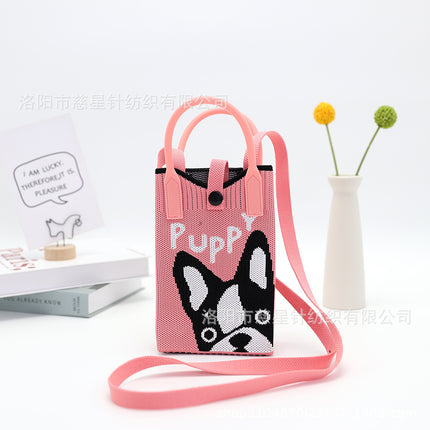 Girl's Heart-Shaped Knitted Crossbody Bag