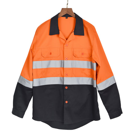 Pure Cotton Suit Work Clothes Safety Protective Clothing Long-Sleeved Shirt Road Construction Labor Protection Auto Repair High-Altitude Work Clothing