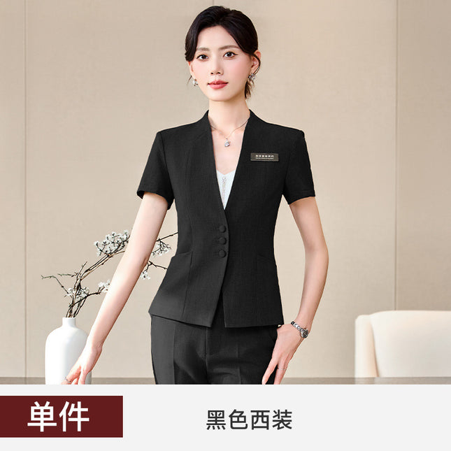 Stewardess Professional suit Women's Fashion Elegant Jewelry Store High-end Suit Dress Overalls Hotel Front Desk Workwear Summer