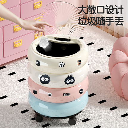 Living Room Trash Can, High-Looking Kitchen Bedroom Rotating Trash Can with Lid, Removable Bathroom Toilet Paper Basket