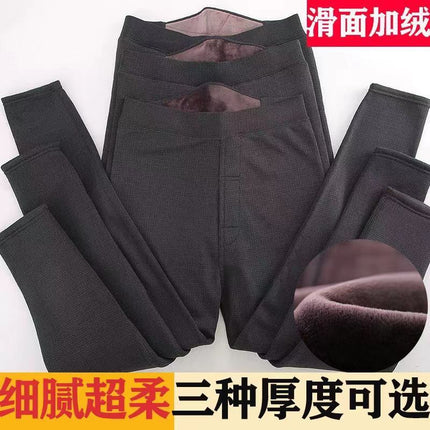 Men's Thermal Pants, Smooth, Medium-Thick, Fleece-Lined, High-Waisted, Slim-Fit, Knee and Waist Protection, Winter Thin Cotton Pants, Plus Size Fleece Pants