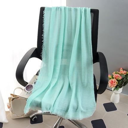 New Spring and Summer Fashion Cotton and Linen Solid Color Headscarf Beach Towel Sun Protection Large Size Silk Scarf Shawl for Women