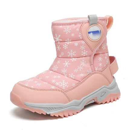 Children's Snow Boots for Girls, New Winter Style, Northeast Large Cotton Shoes, Fleece-Lined, Thickened, Warm, Boys' Outdoor Mid-Calf Boots