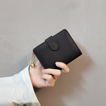 ins New Solid Color Single Zipper Large Capacity Women's Clutch Bag Short Coin Purse Fashionable Cute OL Card Bag