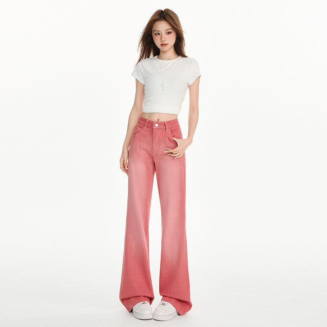 High-Waisted Distressed Stretchy Non-Stick Leg Bootcut Pants for Women Summer New Loose Slimming Drapey Versatile Flared Jeans