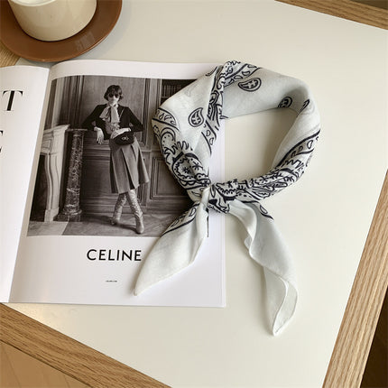 Autumn Maillard Wine Red Artistic Retro Small Square Decorative Scarf Cotton Linen Breathable Waist Flower Hair Belt