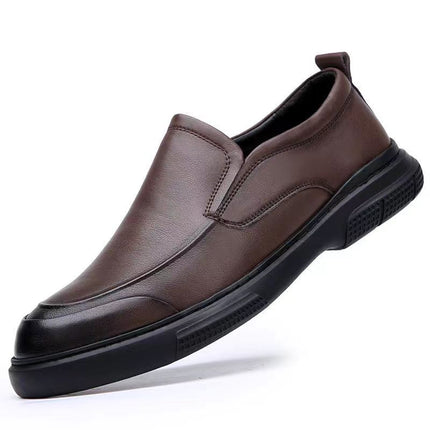 Spring Genuine Leather Men's Shoes 2024 New Non-Slip Thick Sole Set Feet Soft Face Business Casual Leather Shoes Men's Work Shoes