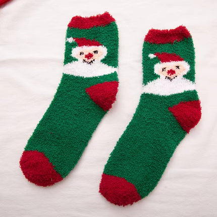 Coral fleece Christmas socks autumn and winter thick tube socks New Year gift socks cartoon Christmas socks cross-border wholesale