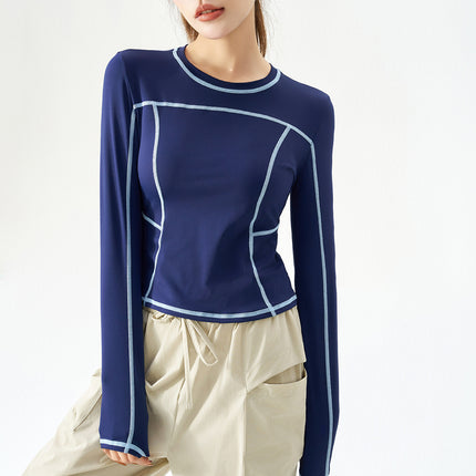 2026 Autumn New Trendy Brand Same Style Stitched Sports Long Sleeve Women's Slim Fit Inner Layer Trendy T-Shirt Lulu Yoga Wear